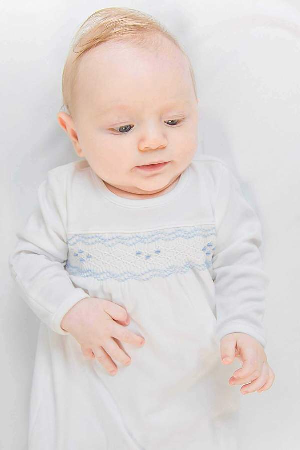 nella baby boy gown blue patch